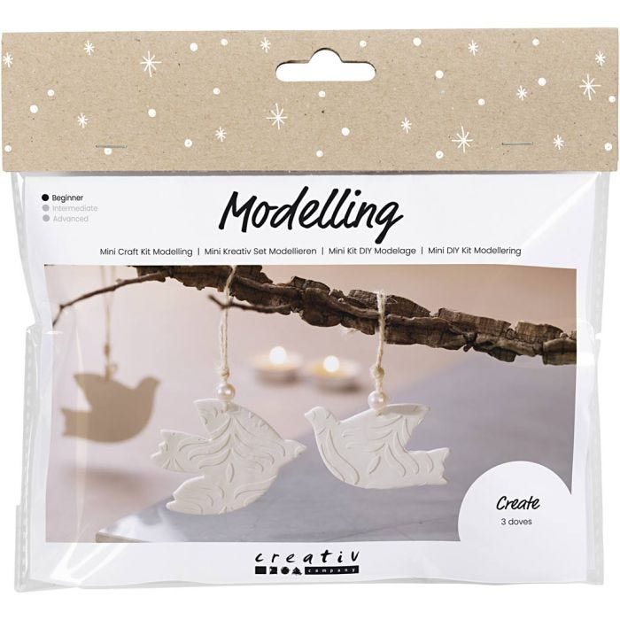 Mini DIY Kit Modellering, Duer, off white, 1 pk.