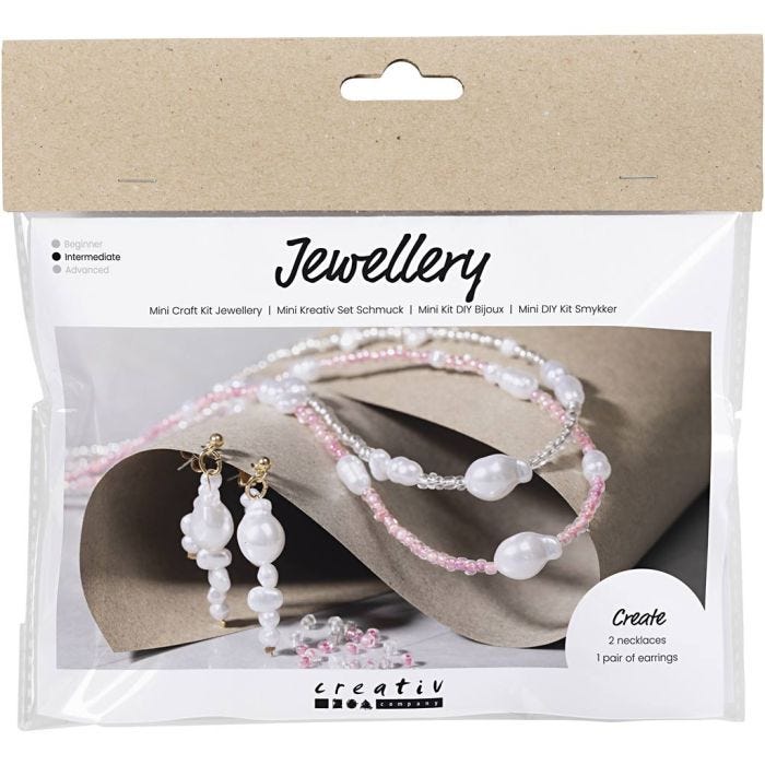 Mini DIY Kit Smykker, Halskæder og øreringe, glans, 1 pk.