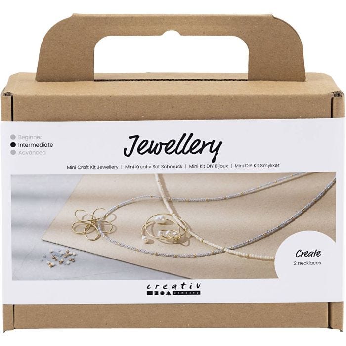 Mini DIY Kit Smykker, Halskæde med wirevedhæng, forgyldt, 1 pk.