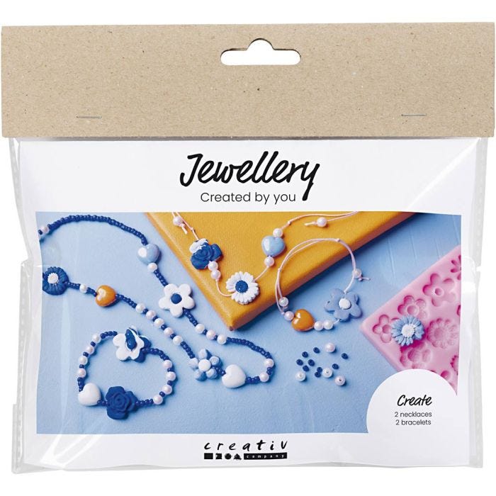 Mini DIY Kit Smykker, Blomster, ass. farver, 1 pk.