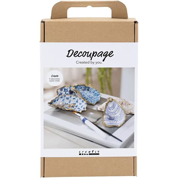 DIY Kit Decoupage, Østersskaller, blå, 1 pk.