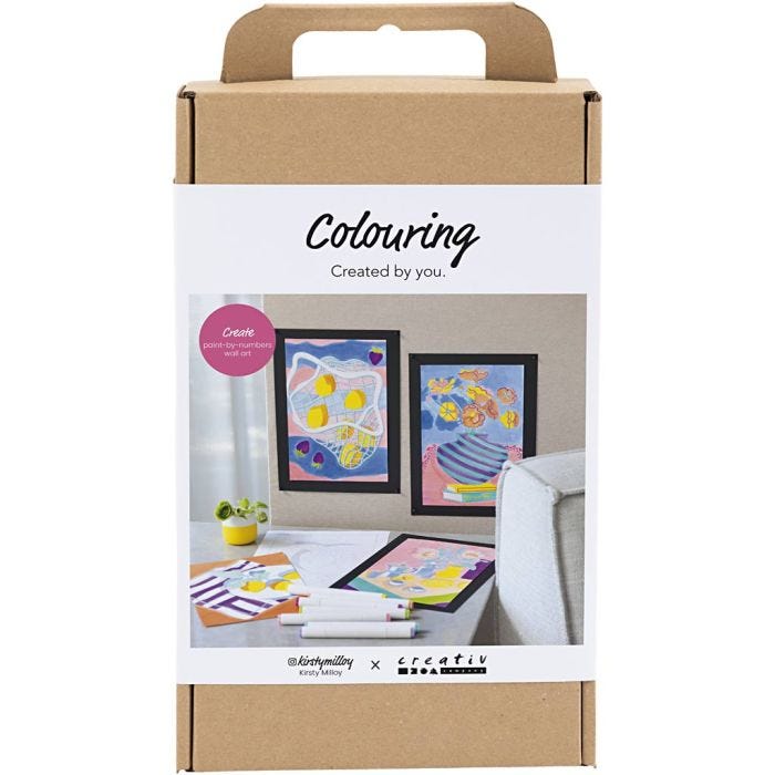 DIY Kit Farvelægning, Paint by numbers, markers, 1 pk.