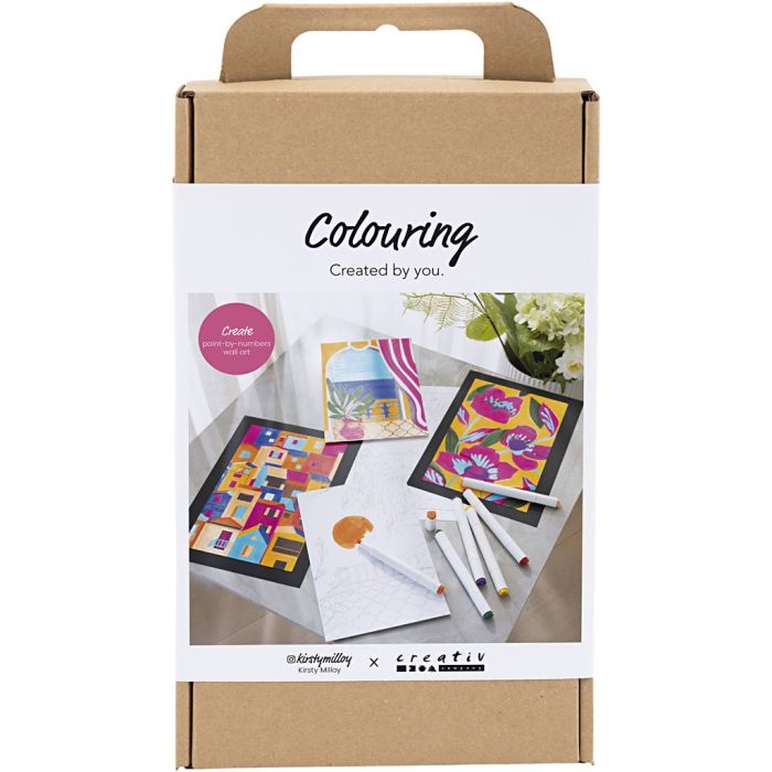 DIY Kit Farvelægning, Paint by numbers, markers, 1 pk.