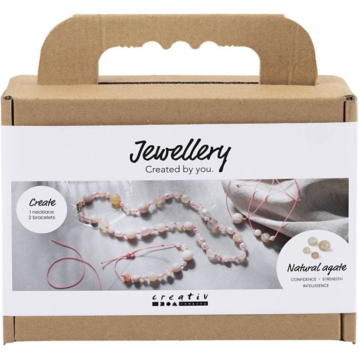 Mini DIY Kit Smykker, Halskæde og armbånd, pink, 1 pk.