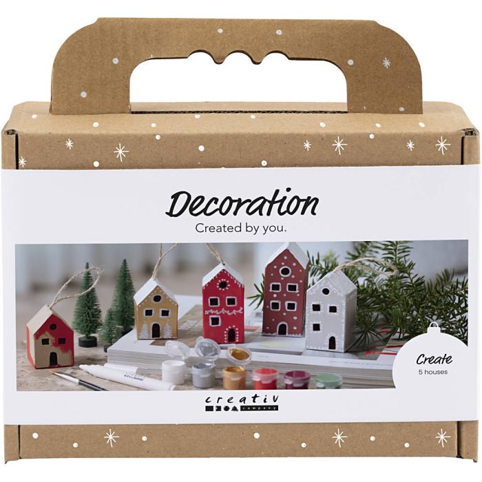 Mini DIY Kit Dekoration, Huse, julefarver, 1 pk.