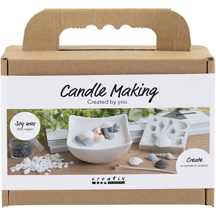 Mini DIY Kit Lysstøbning, Strandskaller, grå, off white, 1 pk.