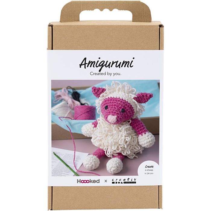 DIY Kit Amigurumi, Får, pink, off white, 1 pk.