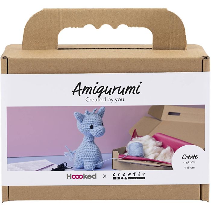 DIY Kit Amigurumi, Giraf, lys blå, 1 pk.