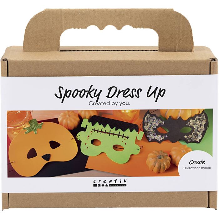 Mini DIY Kit Spooky Udklædning, Masker, halloweenfarver, 1 pk.