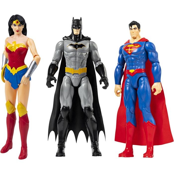 Superhelt actionfigur, Superhelte 3 ass, H: 30 cm, 3 stk./ 1 pk.