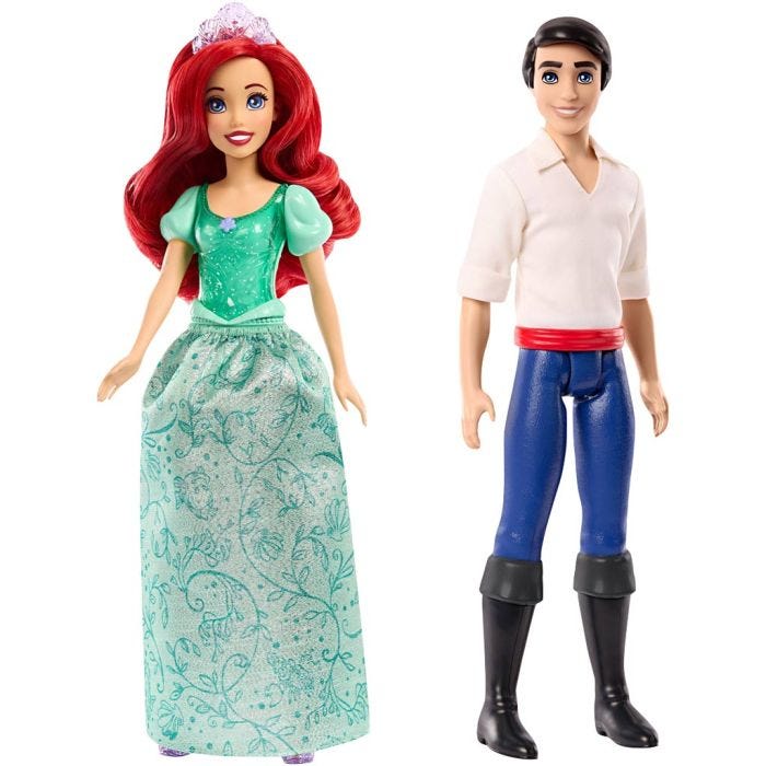 Disney Dukke, Ariel og prins Erik, H: 30 cm, 2 stk./ 1 pk.