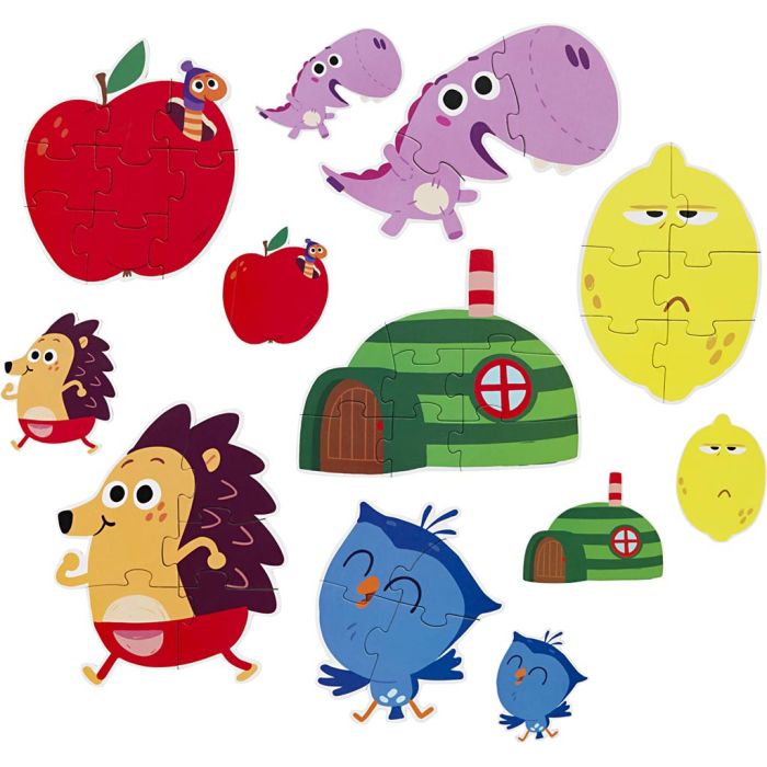 Figurpuslespil Pindsvinet Børste, 3-8 brikker, 6 stk./ 1 pk.