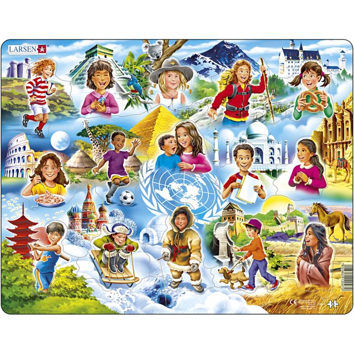 Puslespil, Verden, str. 28,5x36,5 cm, 15 brikker, 1 stk.