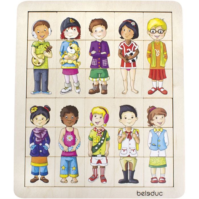 beleduc Match og Mix Puslespil, verdens børn, str. 29x33,5 cm, 30 brikker, 1 stk.