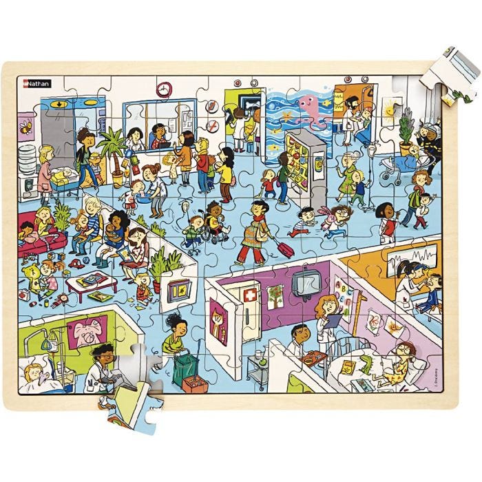 Nathan Træpuslespil, Hospital, str. 42x32 cm, 72 brikker, 1 stk.
