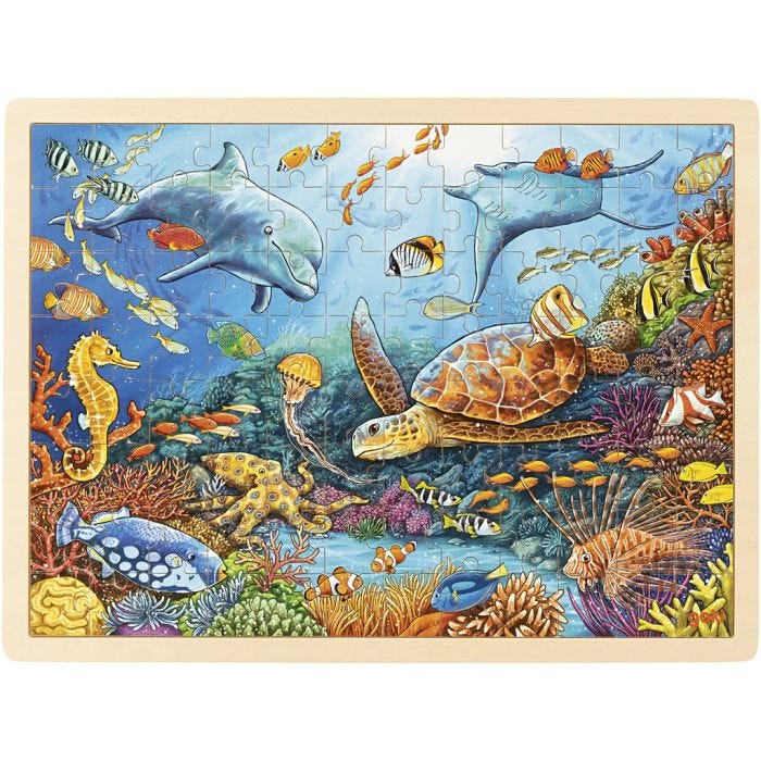 Træpuslespil, Great Barrier Reef, str. 40x30 cm, 96 brikker, 1 stk.