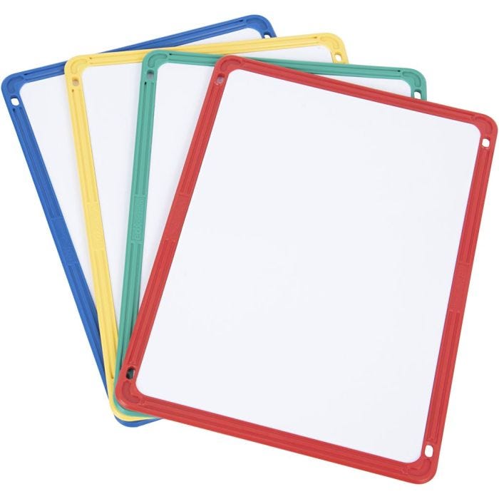 Magnetisk Whiteboardtavle, L: 28 cm, B: 22 cm, Farve kan variere, 4 stk./ 1 pk.