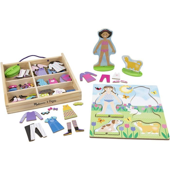 Melissa &amp; Doug Magnetiske påklædningsdukker, Bedsteveninder , 78dele/ 1 pk.