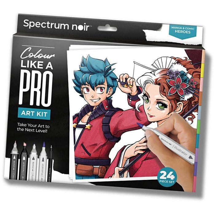 DIY Kit Illustration, Manga &amp; tegneseriehelte, ass. farver, 1 pk.