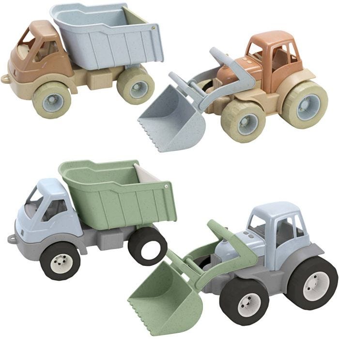 dantoy BIO Køretøjer, H: 10 cm, diam. 7 cm, str. 34,5x17,5x19 cm, 4 stk./ 1 pk.