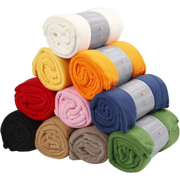 Fleece, L: 125 cm, B: 150 cm, ass. farver, 10 stk./ 1 pk.