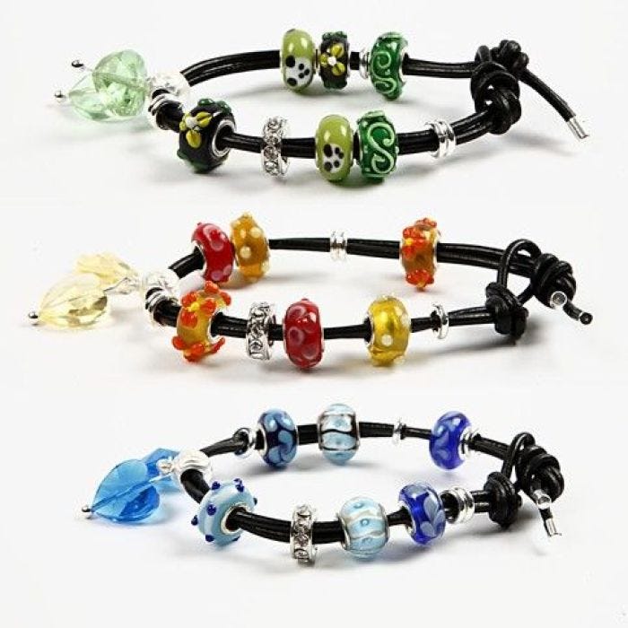 Læderarmbånd med glaslinks