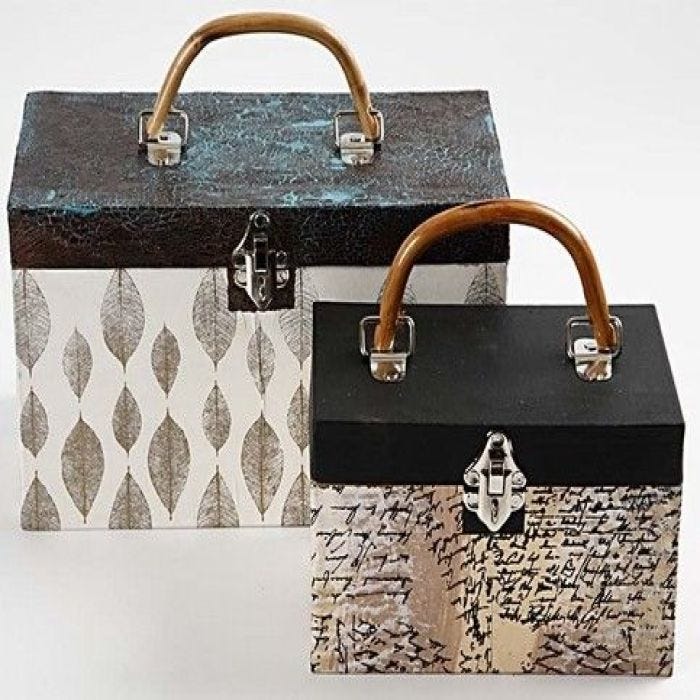 Kuffert med decoupage og krakelering
