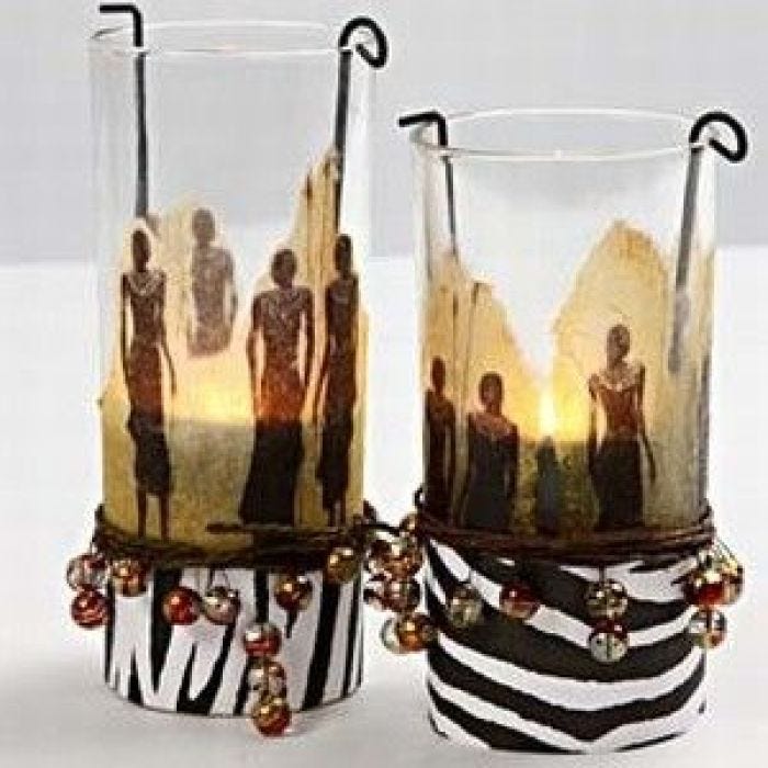 Lysglas med serviet decoupage