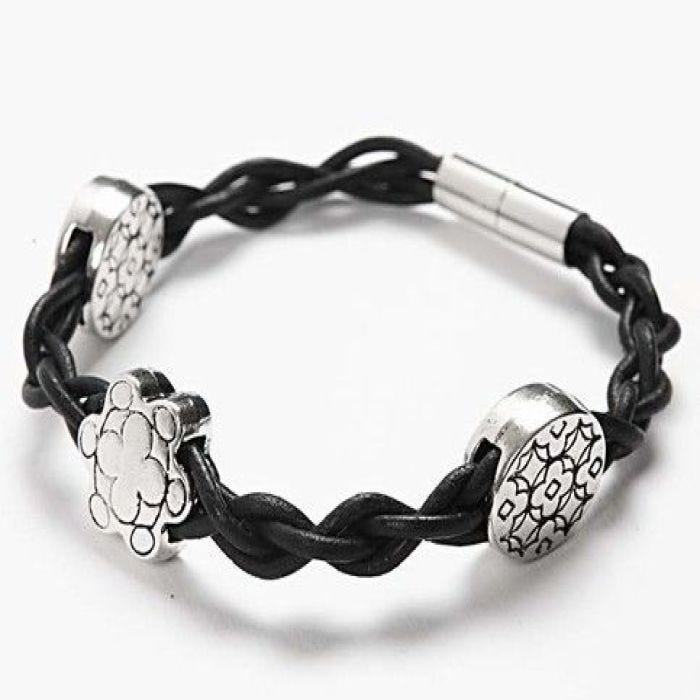 Flettet læderarmbånd