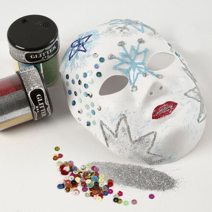 Helmaske med glitter på motiver af klar lim