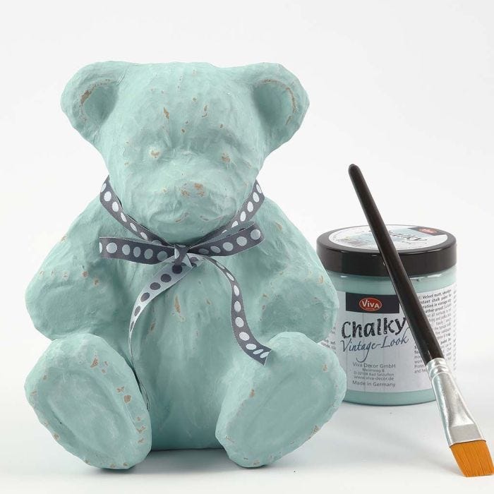 Bamse af pap malet med Chalky Vintage Look maling