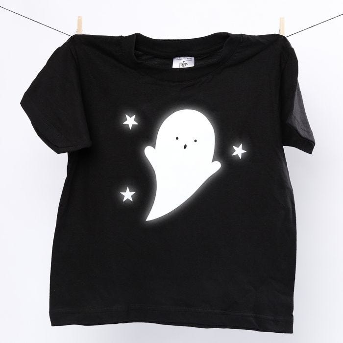 T-shirt med reflekterende spøgelse af strygerefleks