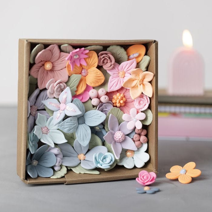 Blomsteræske af Silk Clay® og glitter clay