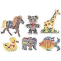 Perleplade, and, elefant, giraf, bjørn, hest og fisk, str. 10x11-13x16,5 cm, 6 stk./ 1 pk.
