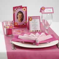 Bordpynt, bordkort og indbydelse med fotoramme i pink nuancer