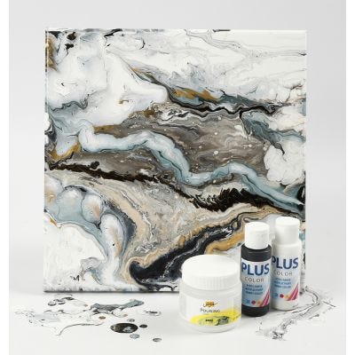 Fluid art på malerlærred med hobbymaling og Pouring-Fluid