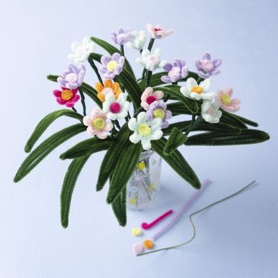 Nemme blomster i chenille
