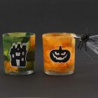 Lysglas med stråsilkepapir og Halloween stickers