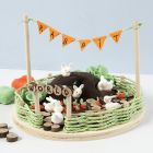 Miniature verden med kaniner og gulerødder i Silk Clay