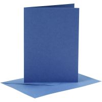 Kort og kuverter, kort str. 10,5x15 cm, kuvert str. 11,5x16,5 cm, 110+220 g, blå, 6 sæt/ 1 pk.
