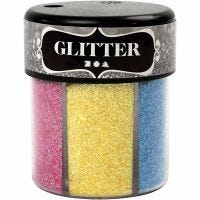 Glitter, ass. farver, 6x13 g/ 1 ds.