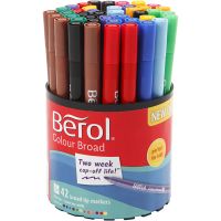 Berol Colourfine tusch, diam. 10 mm, streg 0,3-0,7 mm, ass. farver, 42 stk./ 1 ds.