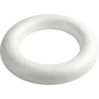 Ring med flad bagside, str. 35 cm, tykkelse 46 mm, hvid, 1 stk.