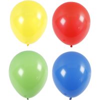 Balloner, kæmpe, diam. 41 cm, blå, grøn, rød, gul, 4 stk./ 1 pk.