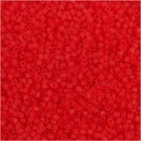 Rocaiperler, 2-cut, diam. 1,7 mm, str. 15/0 , hulstr. 0,5 mm, transparent rød, 25 g/ 1 pk.