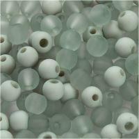 Plastperler, diam. 6 mm, hulstr. 2 mm, lys grøn, 40 g/ 1 pk.