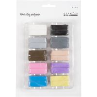 Fine Clay Polymer, pastelfarver, 10x20 g/ 1 pk.