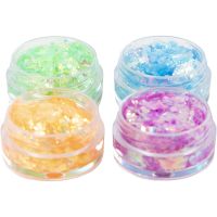 Glitter Clay, Iriserende orange, Iriserende grøn, Iriserende blå, Iriserende pink, 4x5 ml/ 1 pk.