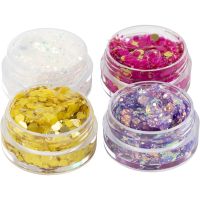 Glitter Clay, pastelblå, guld, pink, hvid, 4x5 ml/ 1 pk.