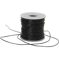 Rund elastisk perletråd, diam. 1 mm, sort, 100 m/ 1 rl.
